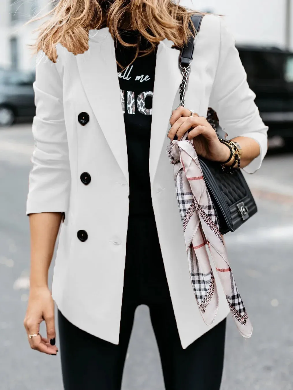 Womens spring style long sleeved double row button suit women's jacket cardigan