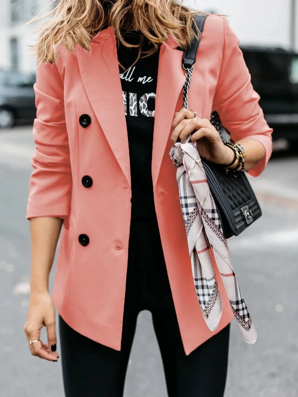 Womens spring style long sleeved double row button suit women's jacket cardigan