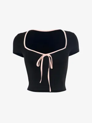 WOMEN'S TIGHT RIBBONED CROP TOP
