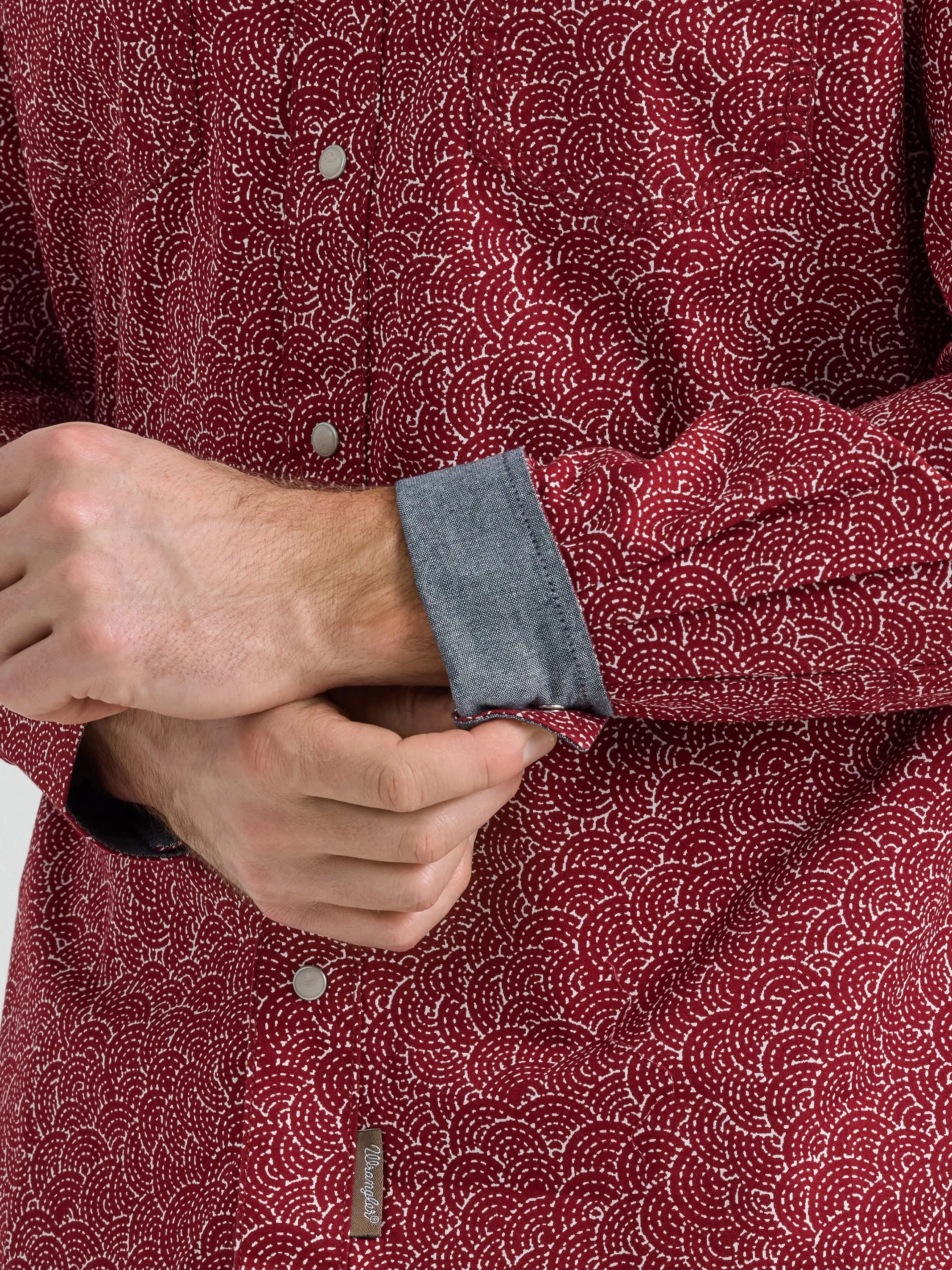 Wrangler Retro Premium Men's Red/White Print Snap Western Shirt
