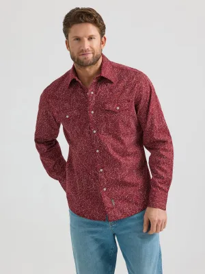 Wrangler Retro Premium Men's Red/White Print Snap Western Shirt