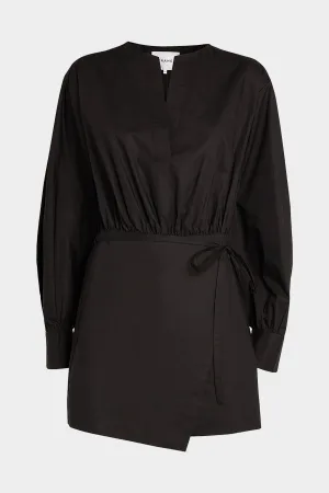 Wrap Mini Dress in Noir