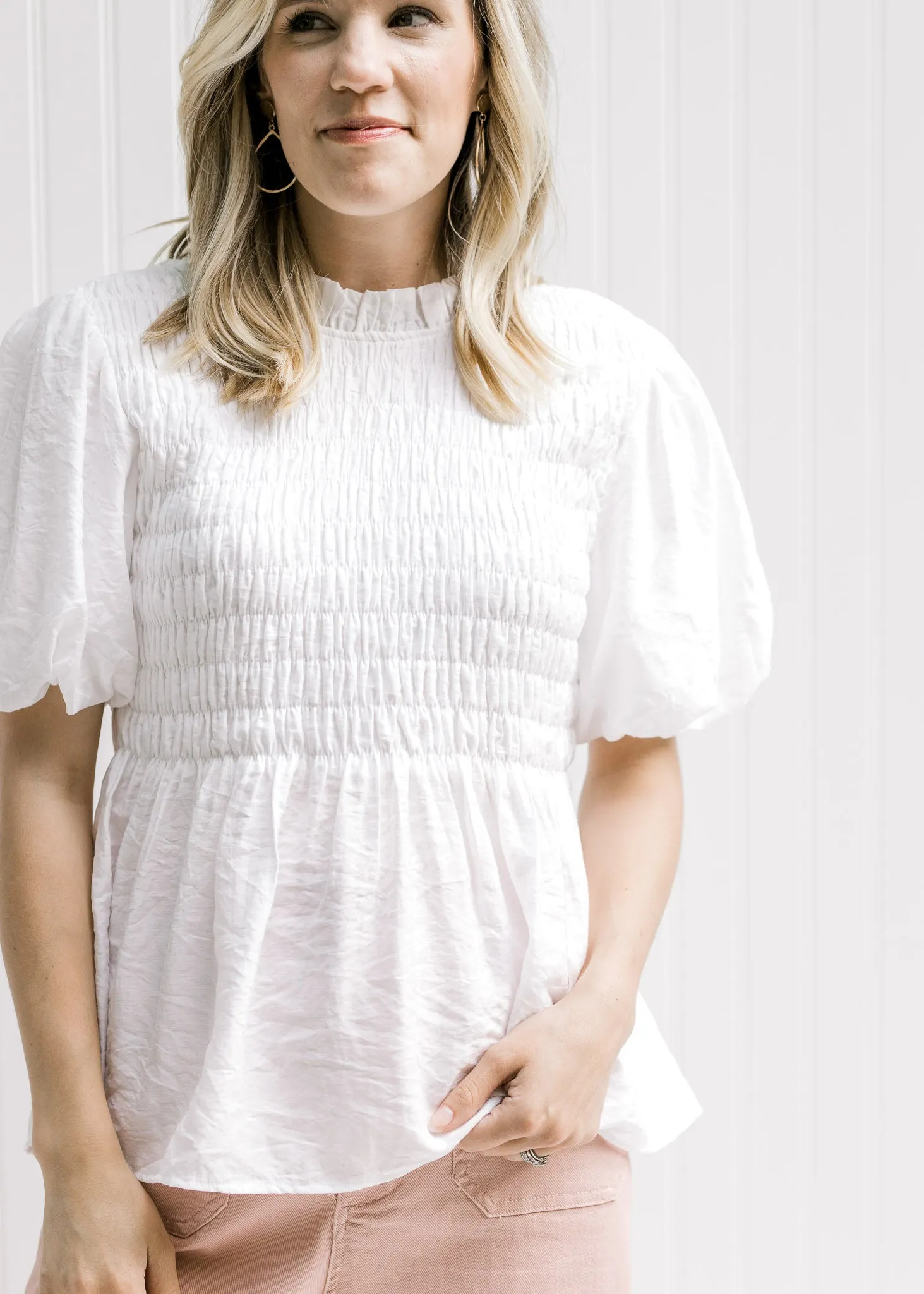 X White Smocked Summer Top