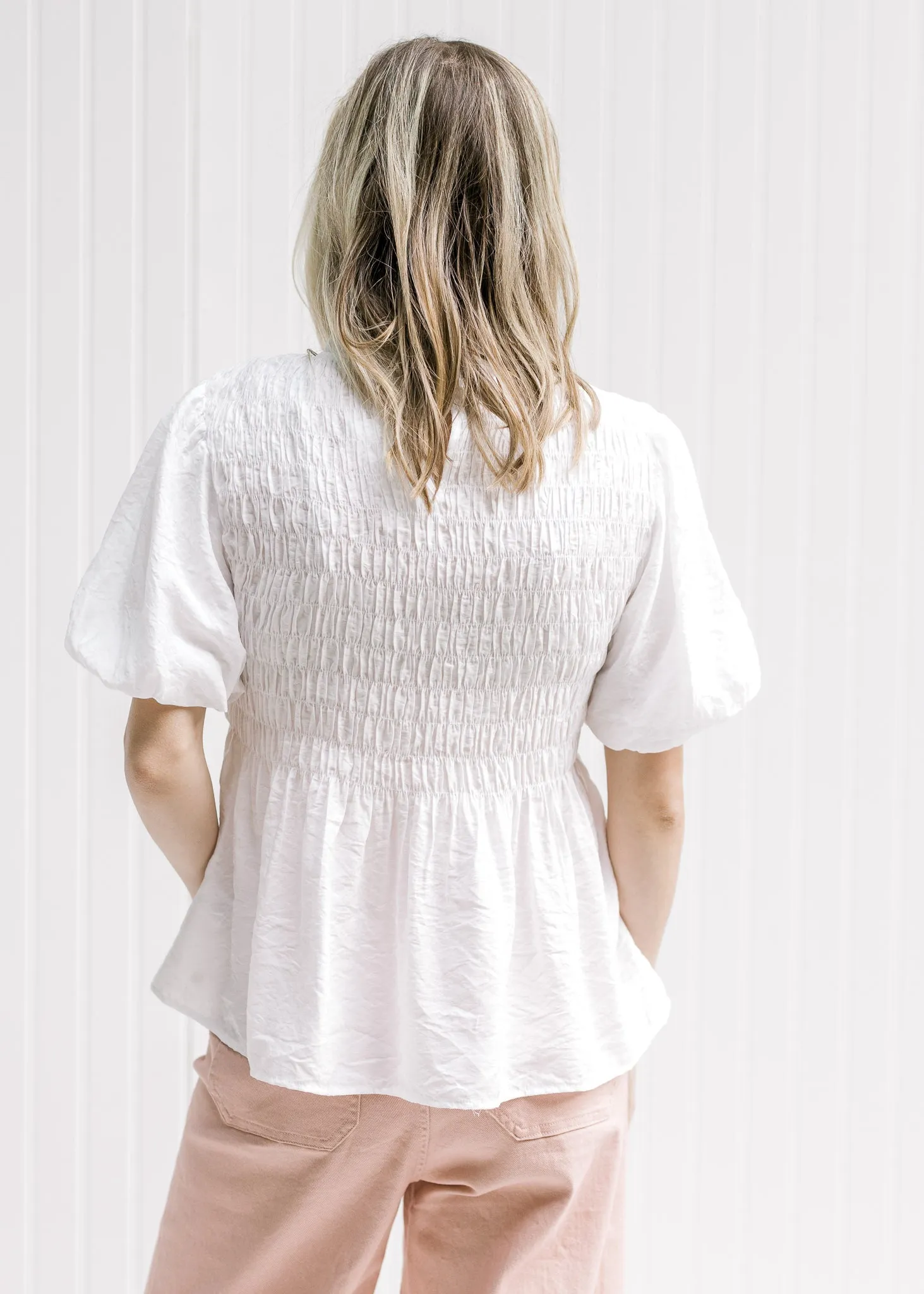X White Smocked Summer Top