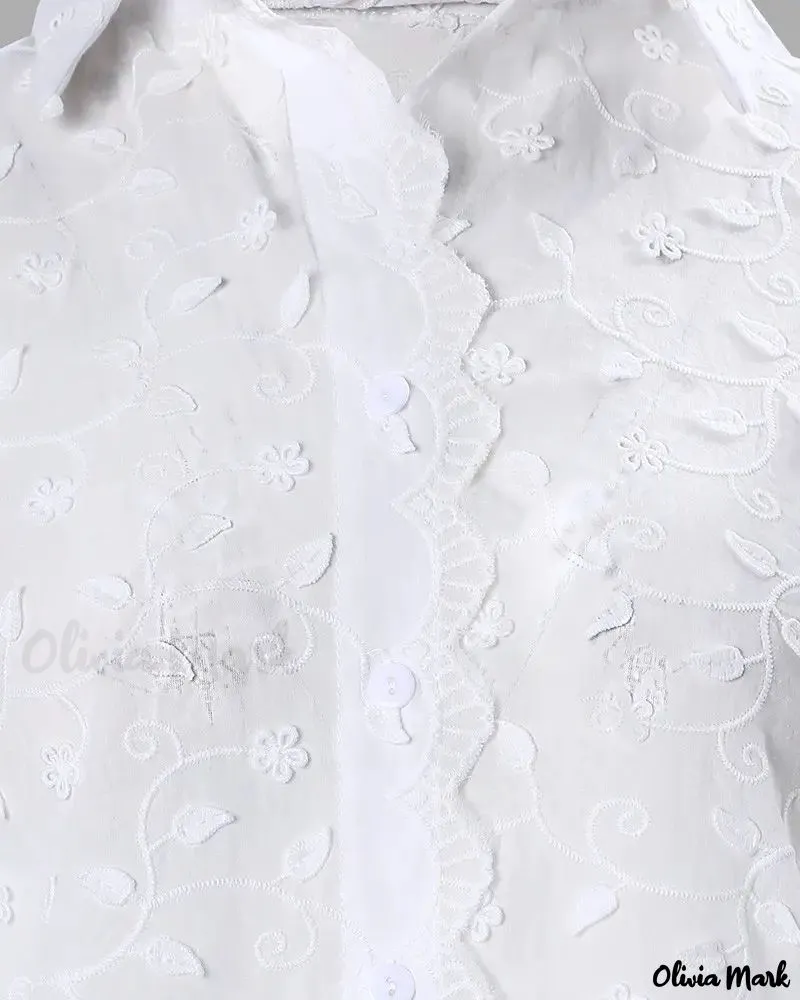 Xieyinshe - Embroidered Long Sleeve Button Down Shirt