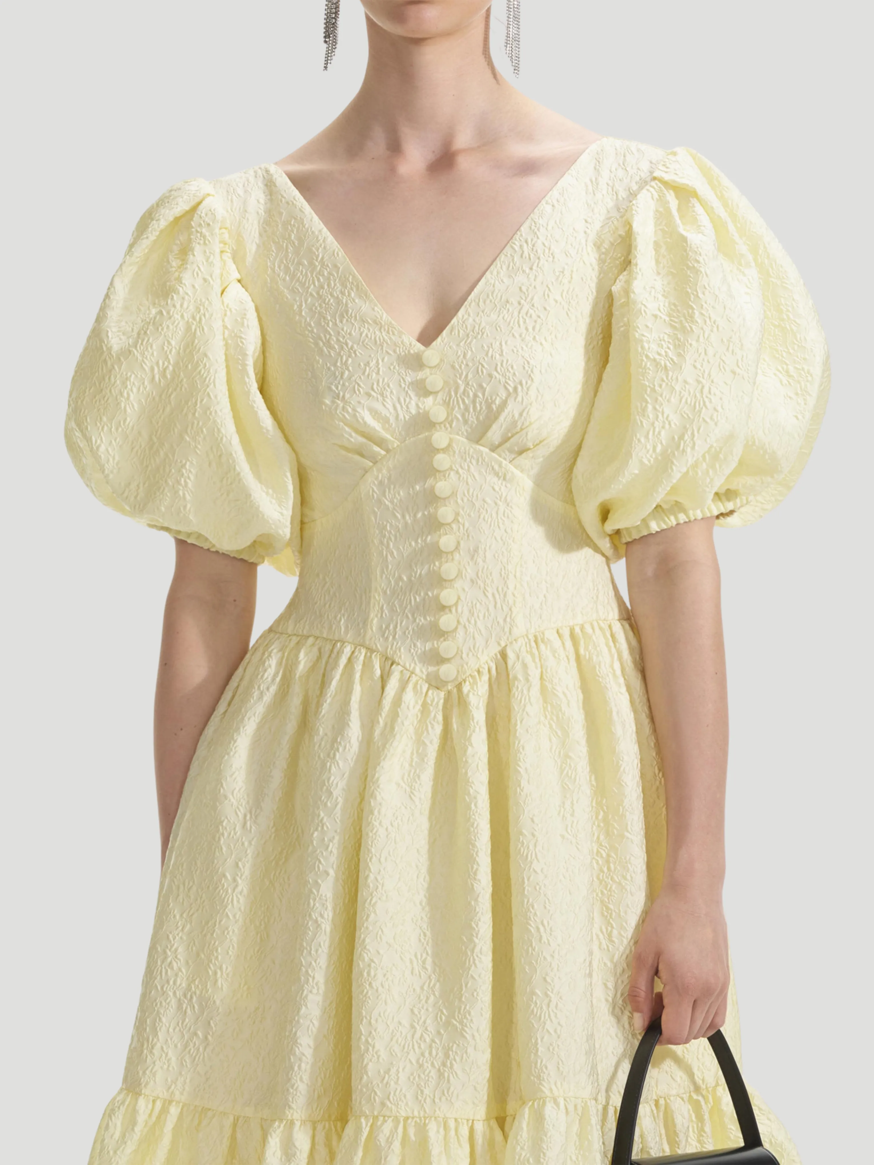 Yellow Jacquard Midi Dress
