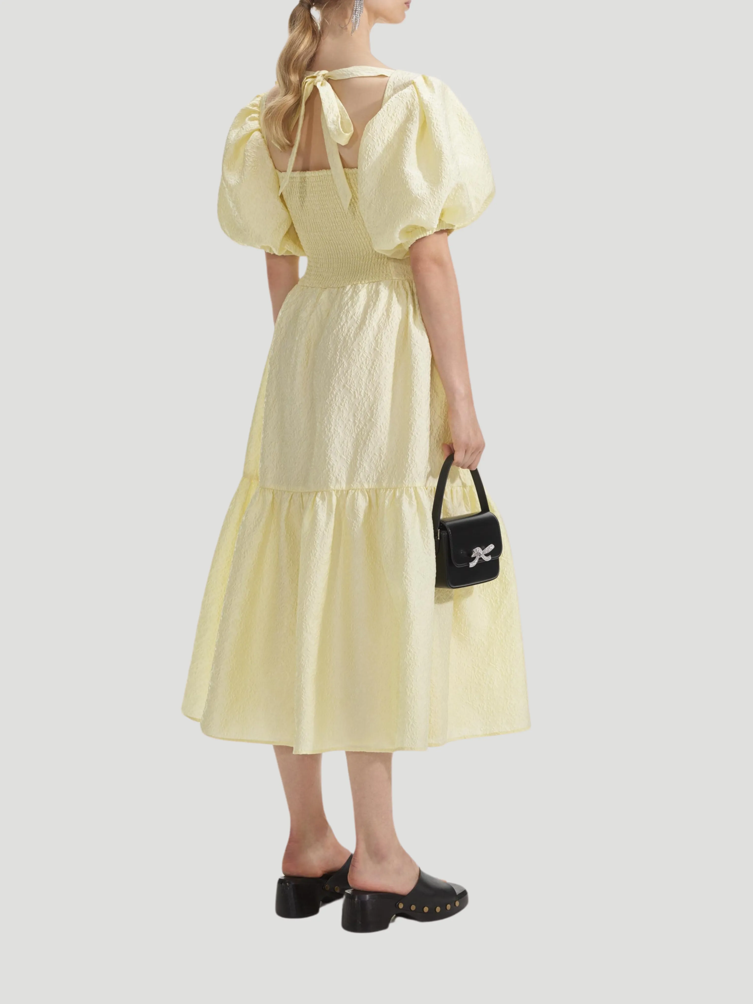 Yellow Jacquard Midi Dress