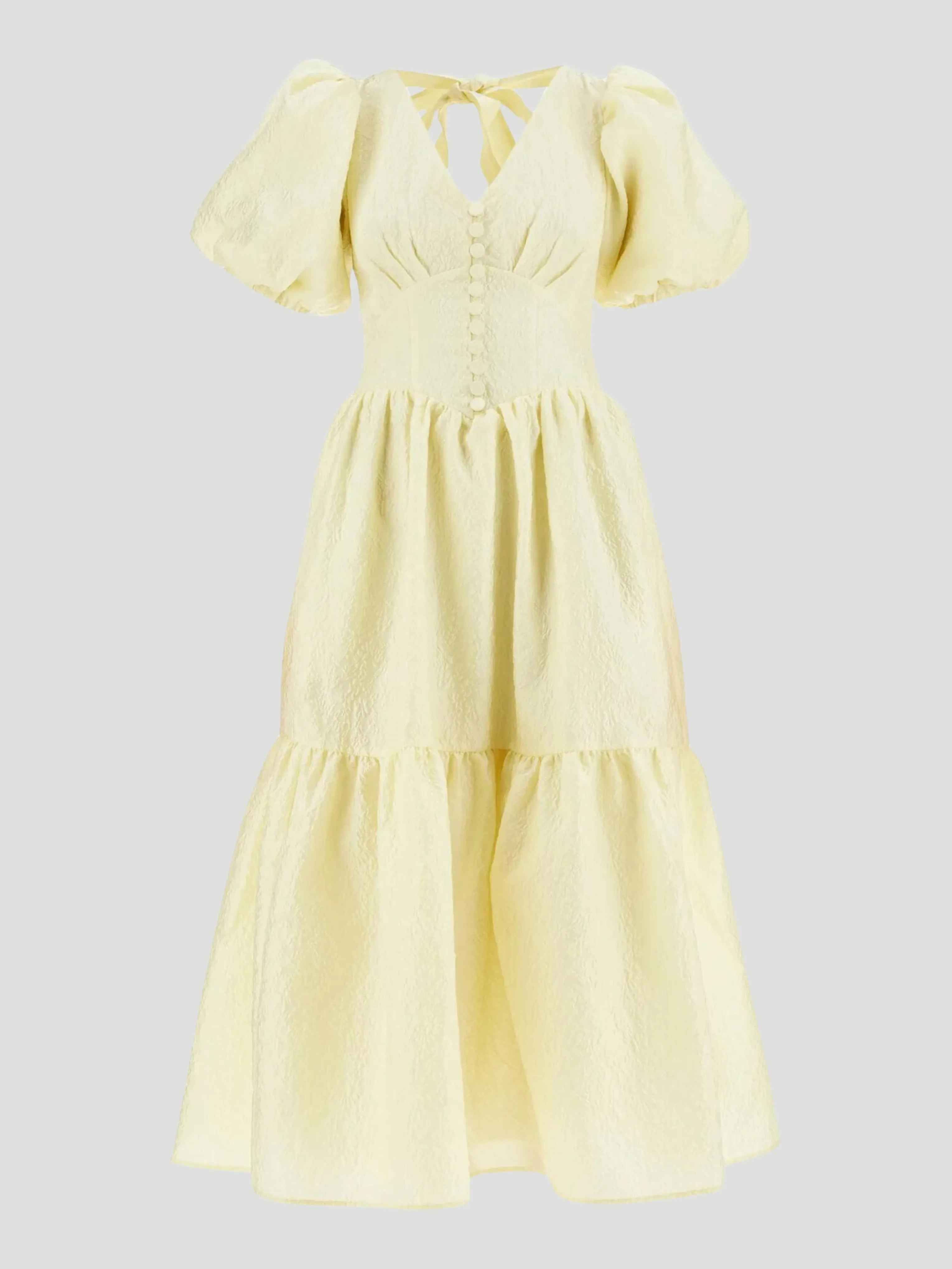 Yellow Jacquard Midi Dress