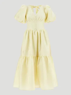 Yellow Jacquard Midi Dress