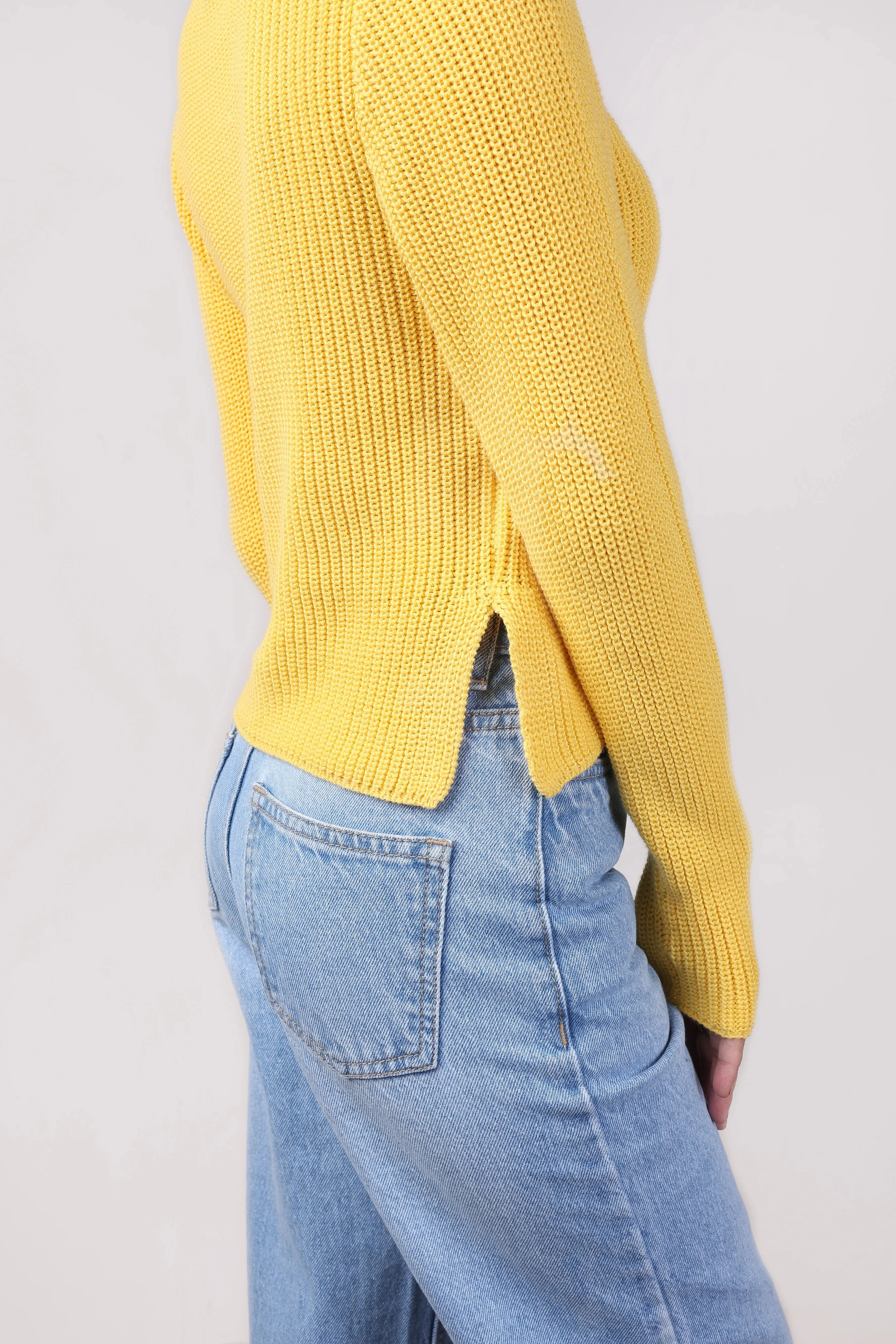 Yellow Knit Slit Top