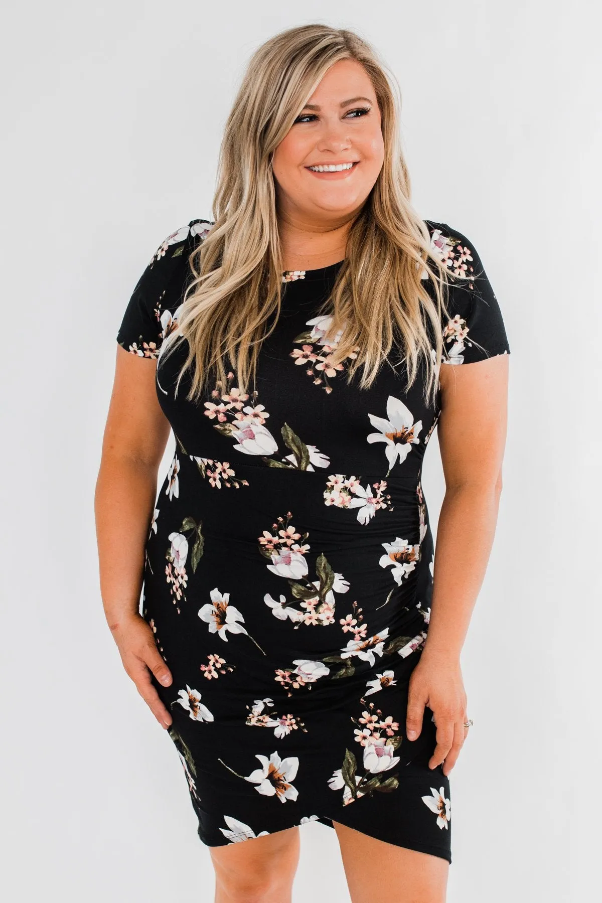 You're Beautiful Floral Dress- Black