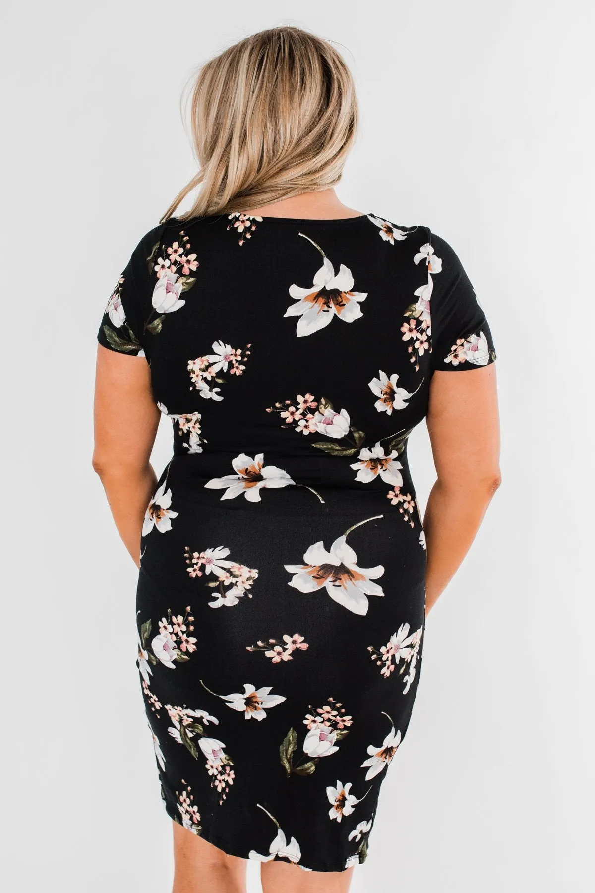 You're Beautiful Floral Dress- Black