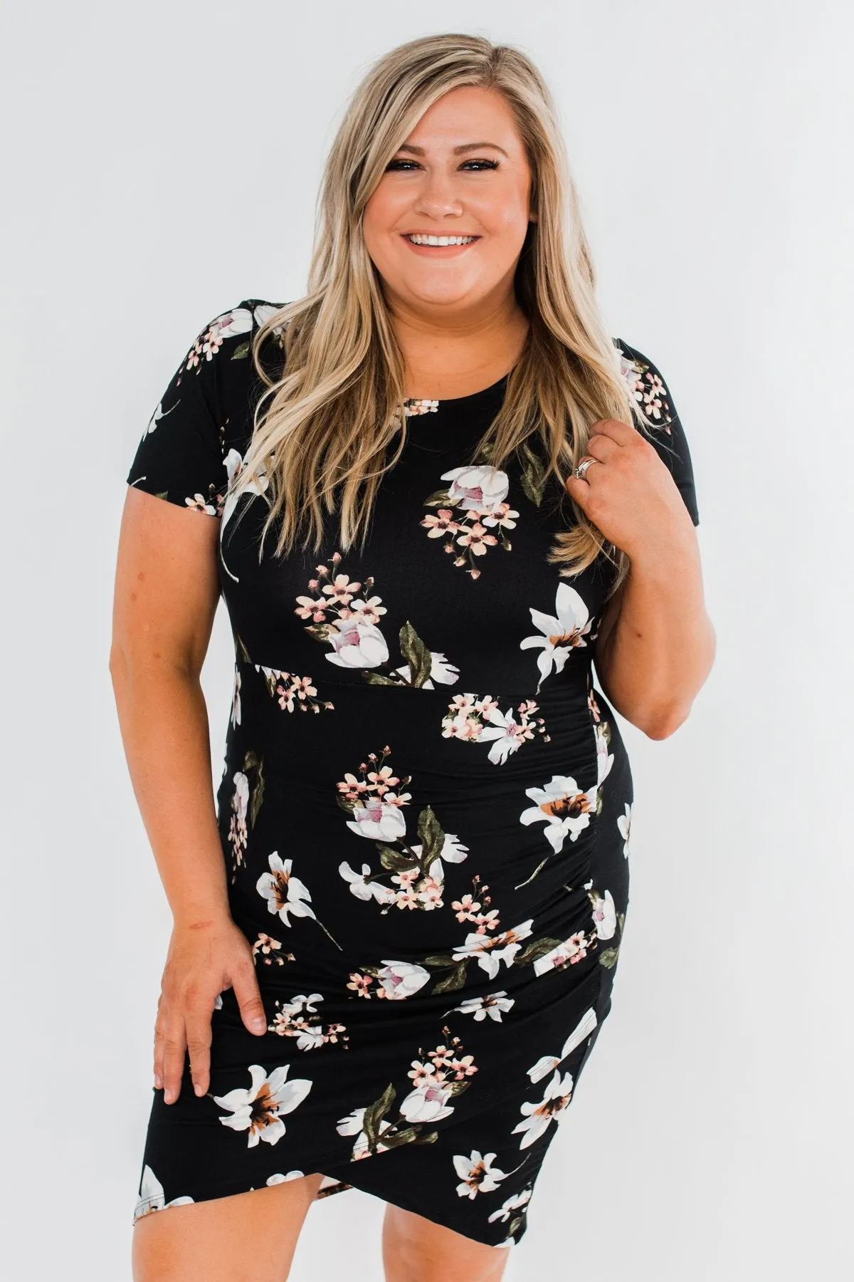 You're Beautiful Floral Dress- Black