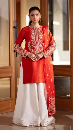 Zeemal Bhatti - RUST Stitched Formal Korean Raw Silk