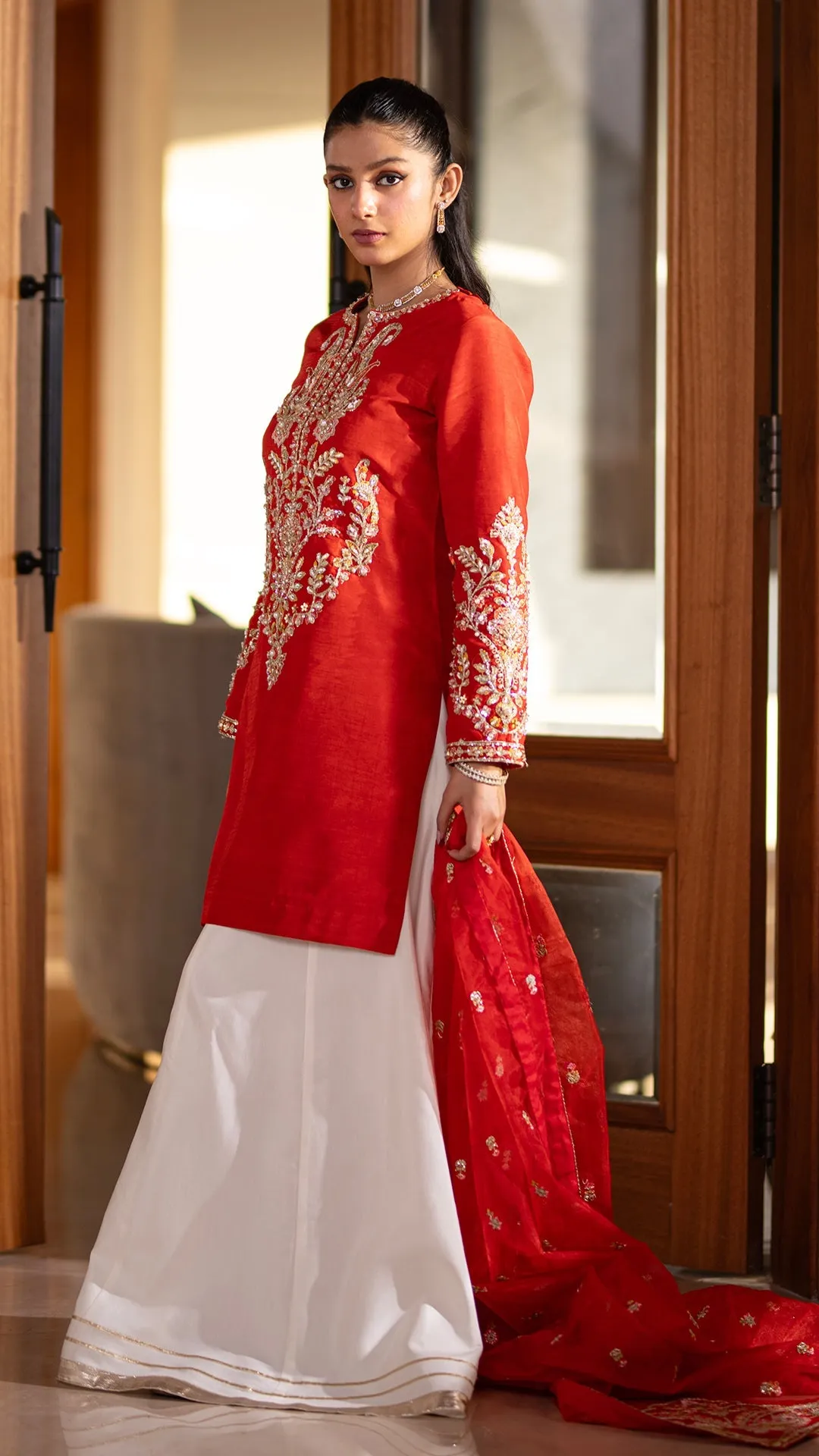 Zeemal Bhatti - RUST Stitched Formal Korean Raw Silk