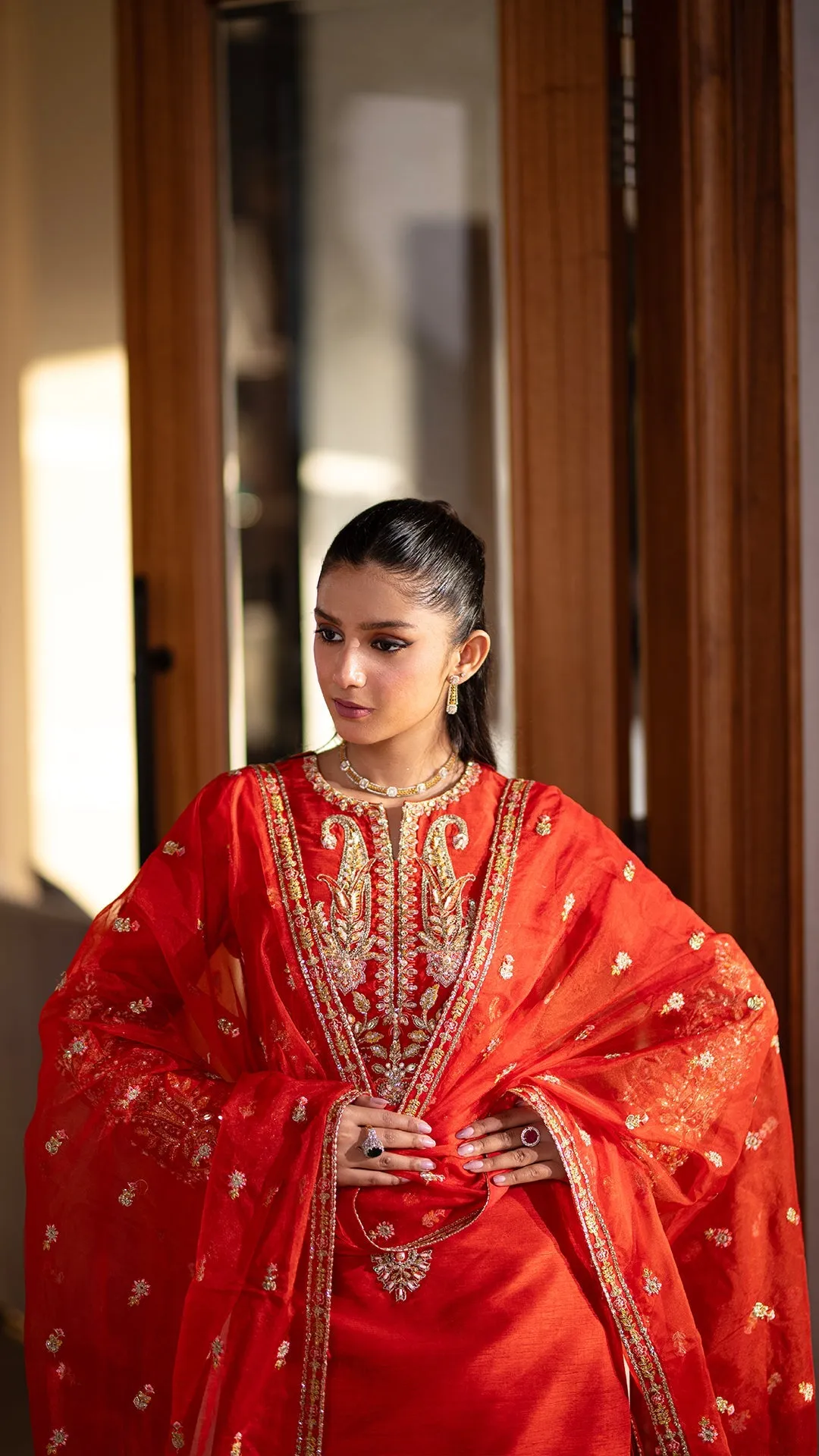 Zeemal Bhatti - RUST Stitched Formal Korean Raw Silk