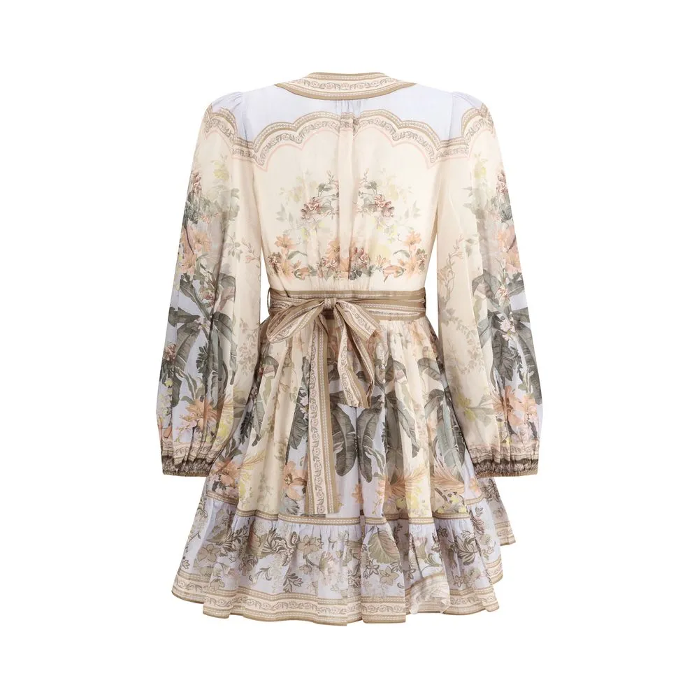 ZIMMERMANN Wylie Women Multicolor Mini Dress Cotton Floral Print Bodycon Wrap