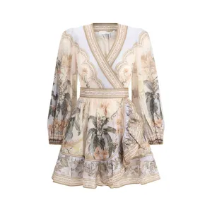 ZIMMERMANN Wylie Women Multicolor Mini Dress Cotton Floral Print Bodycon Wrap