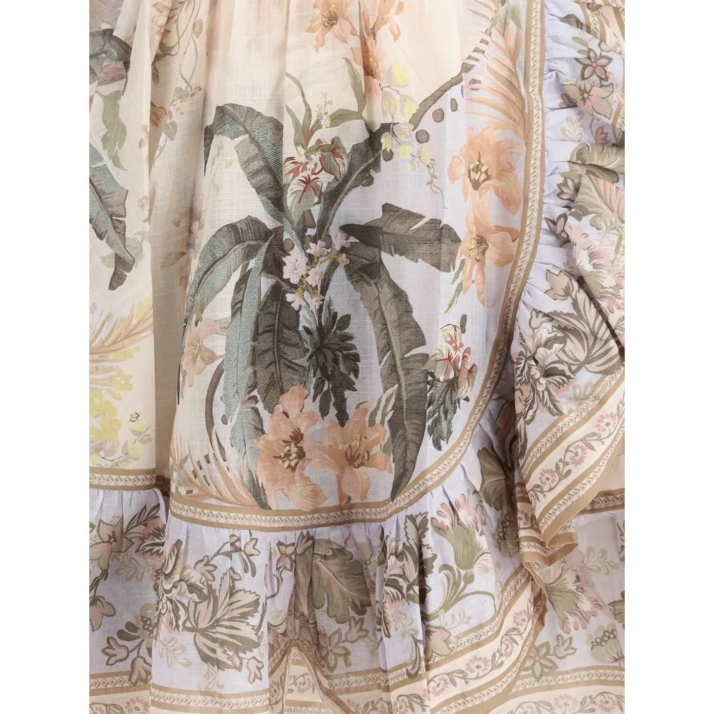 ZIMMERMANN Wylie Women Multicolor Mini Dress Cotton Floral Print Bodycon Wrap